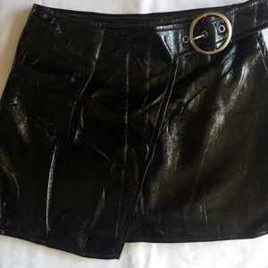 Black faux leather skirt
